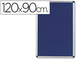Tableau q-connect affichage mural cadre aluminium feutrine fond bleu accessoires fixation inclus 120x90x3cm — Non classé