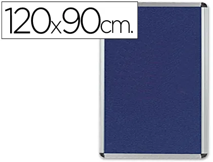 Tableau q-connect affichage mural cadre aluminium feutrine fond bleu accessoires fixation inclus 120x90x3cm — Non classé