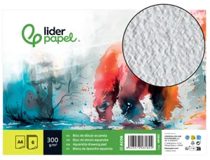 Papier dessin liderpapel aquarelle grain moyen 300g/m2 format a4 210x297mm minipack 6f — Non classé