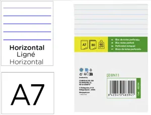 Bloc notes liderpapel perforé ligné a7 105x74mm couverture  en carton imprimé 250g/m2     80f 60g/m2 — Non classé