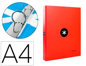 Classeur antartik 4 anneaux ronds 25mm a4 carton remborde coloris rouge — Non classé