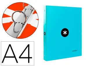 Classeur antartik 4 anneaux ronds 25mm a4 carton remborde coloris turquoise — Non classé