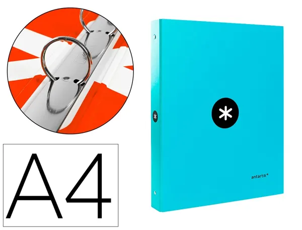Classeur antartik 4 anneaux ronds 25mm a4 carton remborde coloris turquoise — Non classé