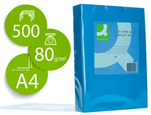 Papier couleur q-connect multifonction a4 80g/m2 unicolore bleu intense ramette 500 feuilles — Non classé