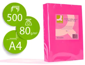 Papier couleur q-connect multifonction a4 80g/m2 unicolore rose intense ramette 500 feuilles — Non classé