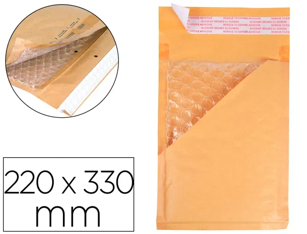 Pochette bulles d'air q-connect 220x330mm 82g kraft matelasse rabat droit auto-adhesive sans fenetre lot 50 unites — Non…