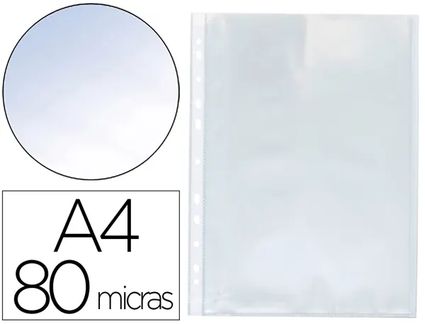 Pochette q-connect polypropylène lisse 8/100e perforée cristal antistatique a4 210x297mm  sachet 100 unites — Non classé
