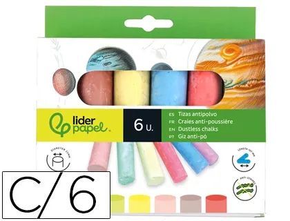 Craie trottoir liderpapel activités créatives scolaires coloris assortis boîte 6 unités — Non classé