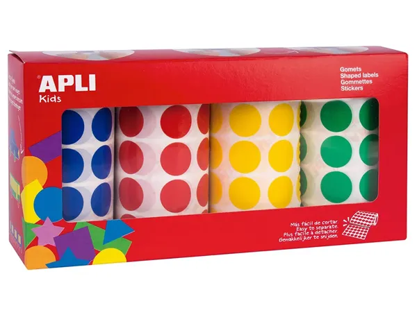 Gommette Apli Agipa Adhésive Ronde 20 mm Coloris Assortis Boîte 4 Rouleaux 7080 Unités — TRAVAUX MANUELS — vue 3