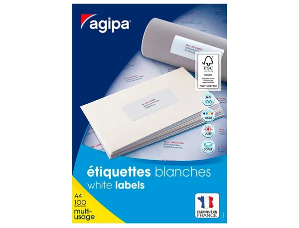 agipa Etiquette universelle, 210 x 99 mm, coins droits — Fournitures — vue 3