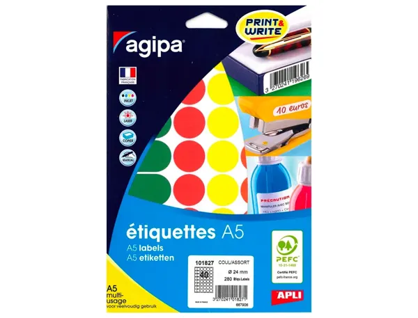 agipa Pastille de couleur, diamètre: 24 mm, rond, assorti — Fournitures — vue 3