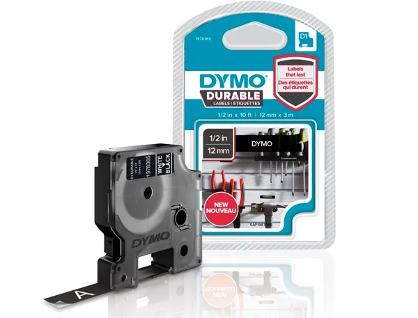 DYMO Ruban d'étiquette D1 blanc/noir, 12 mm x 3 m — Informatique & bureautique — vue 3