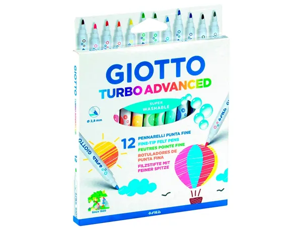 Feutre Coloriage Giotto Turbo Advanced Capuchon Ventilé Pointe Fine Encre Base Eau Colo Ris Assortis Étui 12 Unités… — vue 3