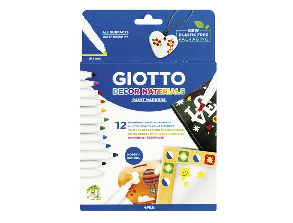 Marqueur Giotto Décor Materials Multi-Supports Permanent Sur Surfaces Poreuses Effaçable Sur Verre 12 Unités… — vue 3