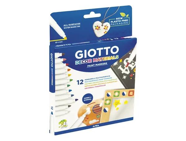 Marqueur Giotto Décor Materials Multi-Supports Permanent Sur Surfaces Poreuses Effaçable Sur Verre 12 Unités… — vue 4