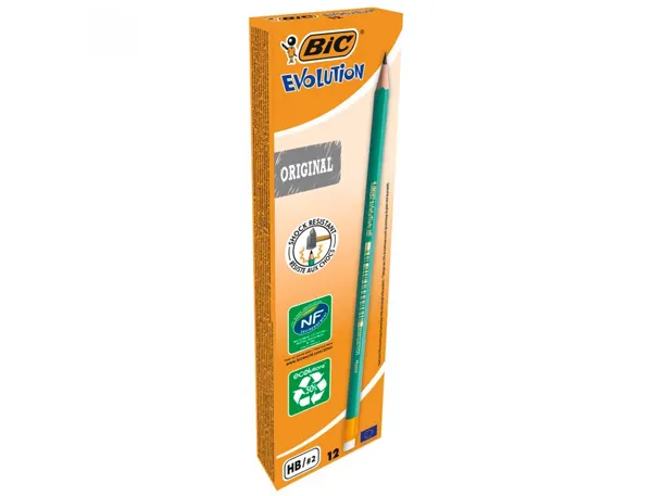 Crayon Graphite Bic Évolution Hexagonal Corps Résine Synthèse Résiste Mordillage Mine Hb Bout Gomme — Fournitures — vue 3