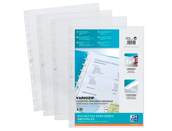 ELBA Pochettes pour protège-documents Vario-Zipp, format A4,, Oxford — Classement & archivage — vue 3