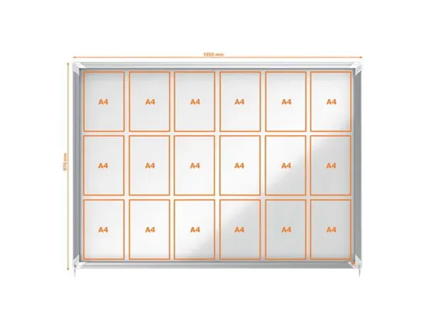 nobo Vitrine, porte coulissante, fond en métal, 18 x A4, — Aménagement d'espace — vue 7