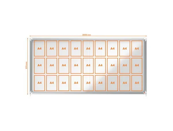 nobo Vitrine, porte coulissante, fond en métal, 27 x A4 — Aménagement d'espace — vue 7