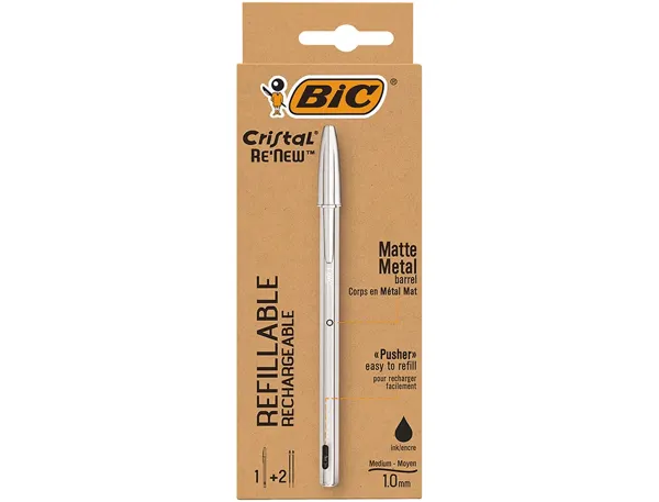 BIC Stylo à bille Cristal RE'NEW, noir — Stylos à bille & accessoires — vue 3