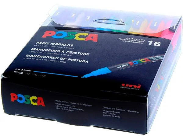 POSCA Marqueur à pigment PC3M, étui de 16, assorti — Fournitures — vue 5