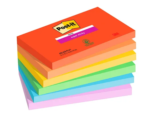 Paquet de 6 blocs notes super sticky post-it  90 feuilles 76 x 127 collection playful — Fournitures — vue 3