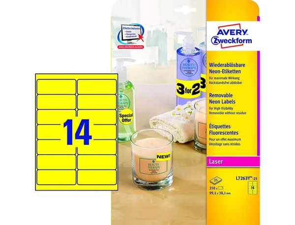 AVERY Zweckform Stick&Lift Etiquette, 99,1 x 38,1 mm, jaune — Fournitures — vue 3