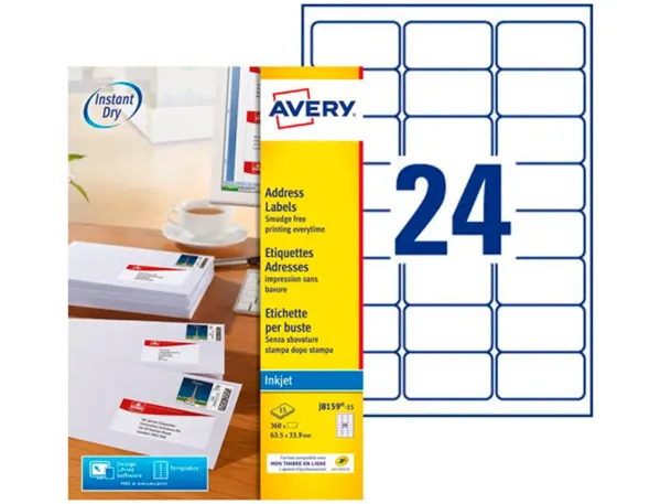 AVERY Etiquette d'adresse jet d'encre, 63,5 x 33,9 mm, blanc — Fournitures — vue 3