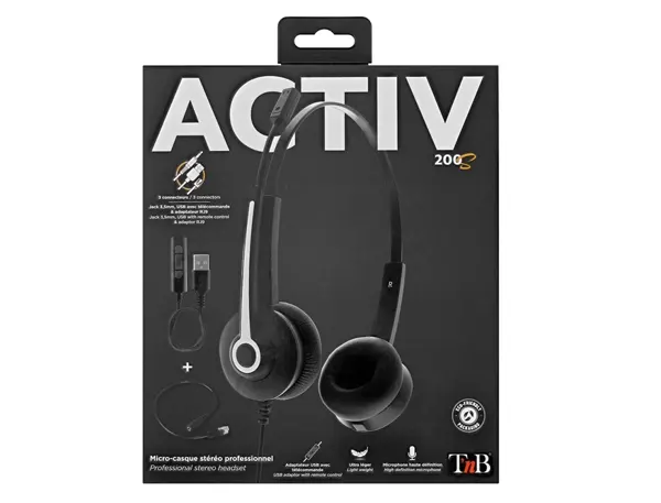 TNB Activ 200S Professional Stereo Headset Jack Usb Professionnal Stereo Headset With Usb Adaptor And Remote… — vue 6