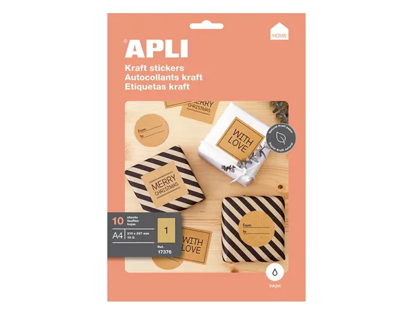 APLI Etiquette en papier kraft, 210 x 297 mm, kraft brun — Fournitures — vue 5
