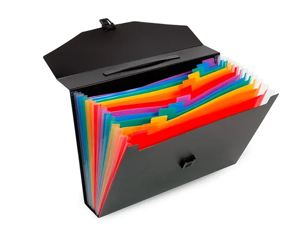 Trieur Valisette Rainbow Class 12 Compartiments Polypropylene A4 38x26x6cm Coloris Noir, VIQUEL — Classement &… — vue 5