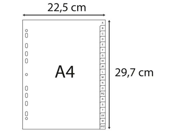 Jeu de 20 intercalaires alphabétiques en polypropylène gris recyclé, format A4, EXACOMPTA — Classement & archivage — vue 5