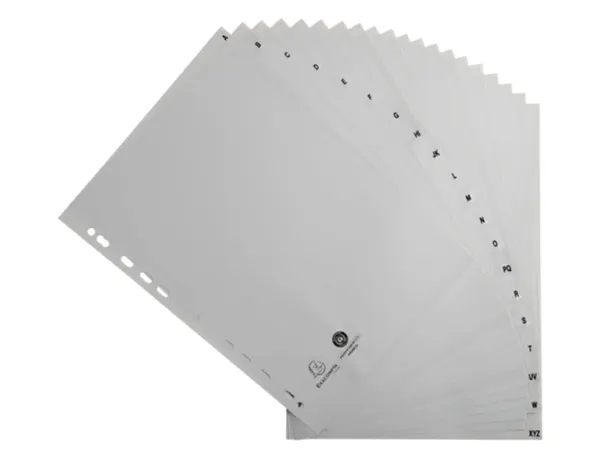 Jeu de 20 intercalaires alphabétiques en polypropylène gris recyclé, format A4, EXACOMPTA — Classement & archivage — vue 6