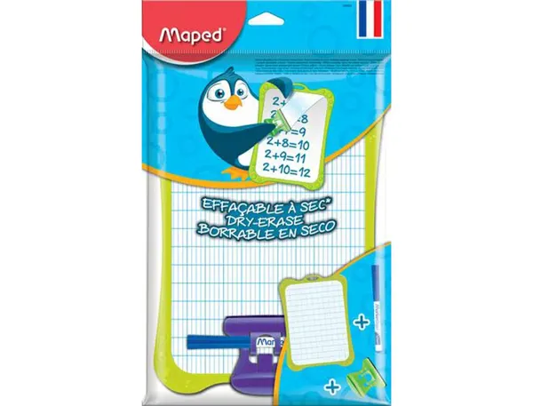 Blister ardoise effaçable à sec uni/seyès avec 1 feutre, Maped — Matériel & jeux éducatifs — vue 7