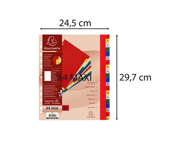 EXACOMPTA Intercalaires en plastique, A-Z, A4+, 20 touches — Classement & archivage — vue 5