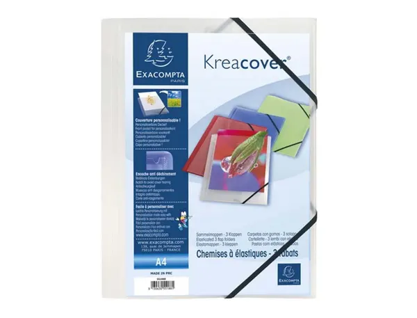 Chemise 3 rabats à élastiques personnalisable KREACOVER en polypropylène incolore, EXACOMPTA — Classement & archivage — vue 4