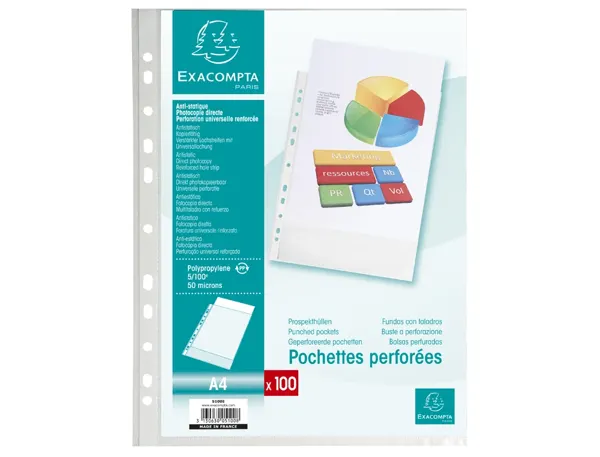 EXACOMPTA Pochette perforée, A4, PP, grainé, transparent — Classement & archivage — vue 4