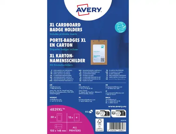 AVERY Pochette badge XL, en carton, 105 x 148 mm — Badges & accessoires — vue 6