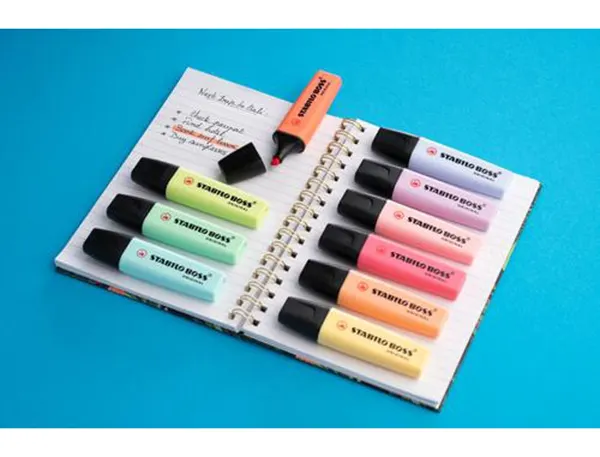 Surligneur Stabilo Boss Original Pastel Encre Base Eau Pointe Biseautee Trace 2/5mm Coloris Assortis Pot 6 —… — vue 5