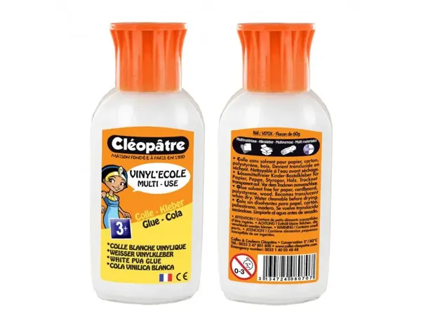 Colle Vinylique Cleopatre Vinyl Ecole Rapide Multi Materiaux Sans Solvant Flacon Rechargeable De 60g, COLLES… — vue 3
