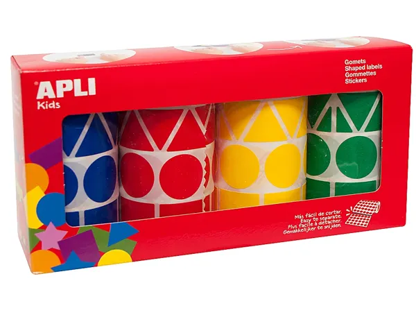 Gommette Géante Apli Agipa Géométrique 4 Coloris Assortis Bleu Rouge Jaune Vert Pack 4 Rouleaux 5428 Unités —… — vue 3