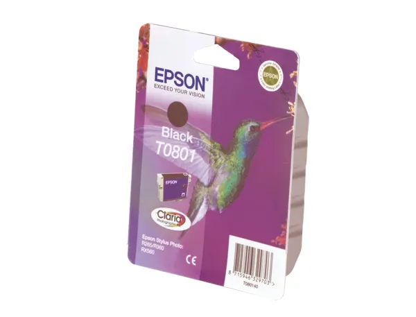EPSON 5LB T0801 ink cartridge black standard capacity 7.4ml 330 pages 1-pack blister without alarm — Cartouches &… — vue 3