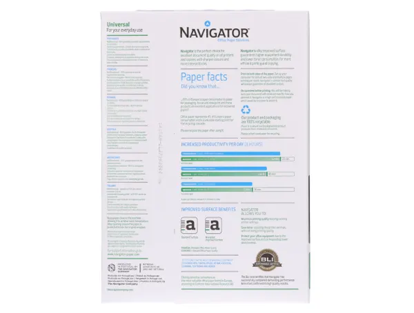 Papier Navigator Multifonction Universal A4 80g Blancheur 169 Opacité 95 Rigidité 120 Qualité Supérieure 500… — vue 6
