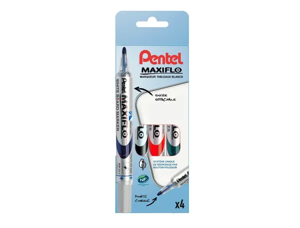 Marqueur Pentel Maxiflo Effaçable Tableau Blanc Pointe Conique Tracé 1,6mm Écriture 1000m Corps Plastique Recyclé… — vue 3