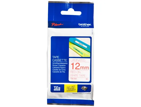 BROTHER P-TOUCH TZE-232 rouge sur blanc 12mm — Informatique & bureautique — vue 3