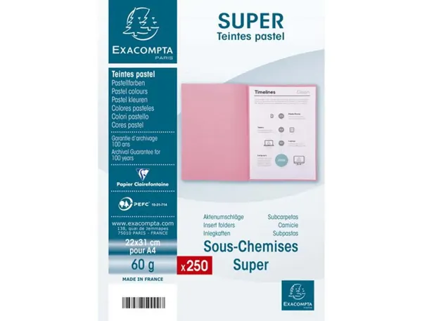 Sous-Chemise Exacompta Super 220x310 mm 60g Coloris Jaune Pack 250 Unités — Classement & archivage — vue 5