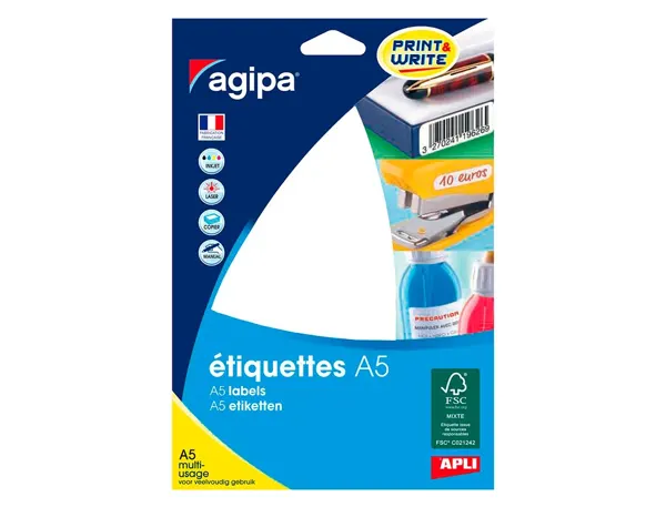 agipa Etiquette universelle, 16 x 22 mm, blanc — Fournitures — vue 3