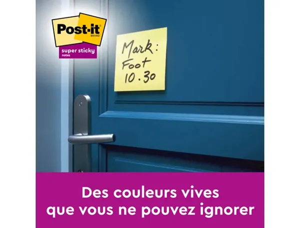 Lot de 12 blocs de 90 feuilles Z-Notes Super Sticky post-it, 76 x 127 mm, couleur : jaune — Fournitures — vue 3