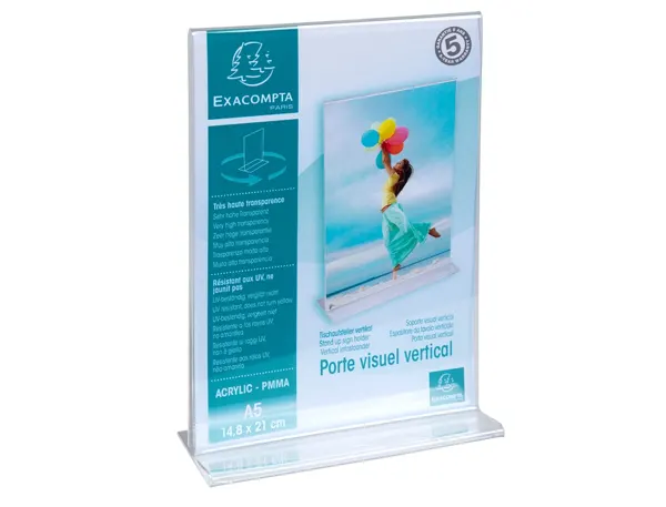 Porte-Visuel Exacompta Acrylique Droit Vertical A5 Coloris Cristal — UNIVERS MAGASIN — vue 5