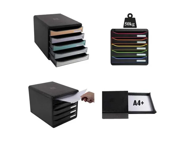 EXACOMPTA Module de classement BIG-BOX PLUS, 5 tiroirs, — Aménagement d'espace — vue 4